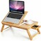 Bamboo Laptop Desk Adjustable Folding Bed Tray W/Drawer Heat Dissipation